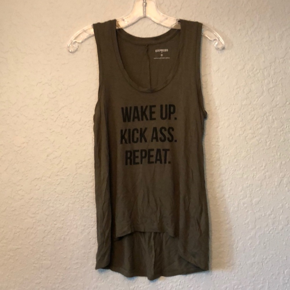 Olive Muscle Tank w/ Saying
